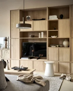 WOOOD Mehrzweckschrank »Modulair Eichenholzfurnier mit Druckmechanismus 40x40x199 cm« Tragkraft 15 kg pro Boden, sichtbare Maserung, einfach zu montieren