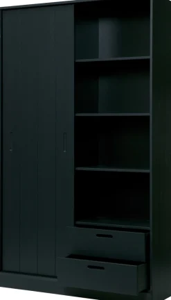 WOOOD Mehrzweckschrank »Move Massivholz Kiefernholz mit Schiebetür geschliffen 200x120x42 cm« Einfach zu montieren, Tragkraft 15 kg pro Boden, sichtbare Maserung