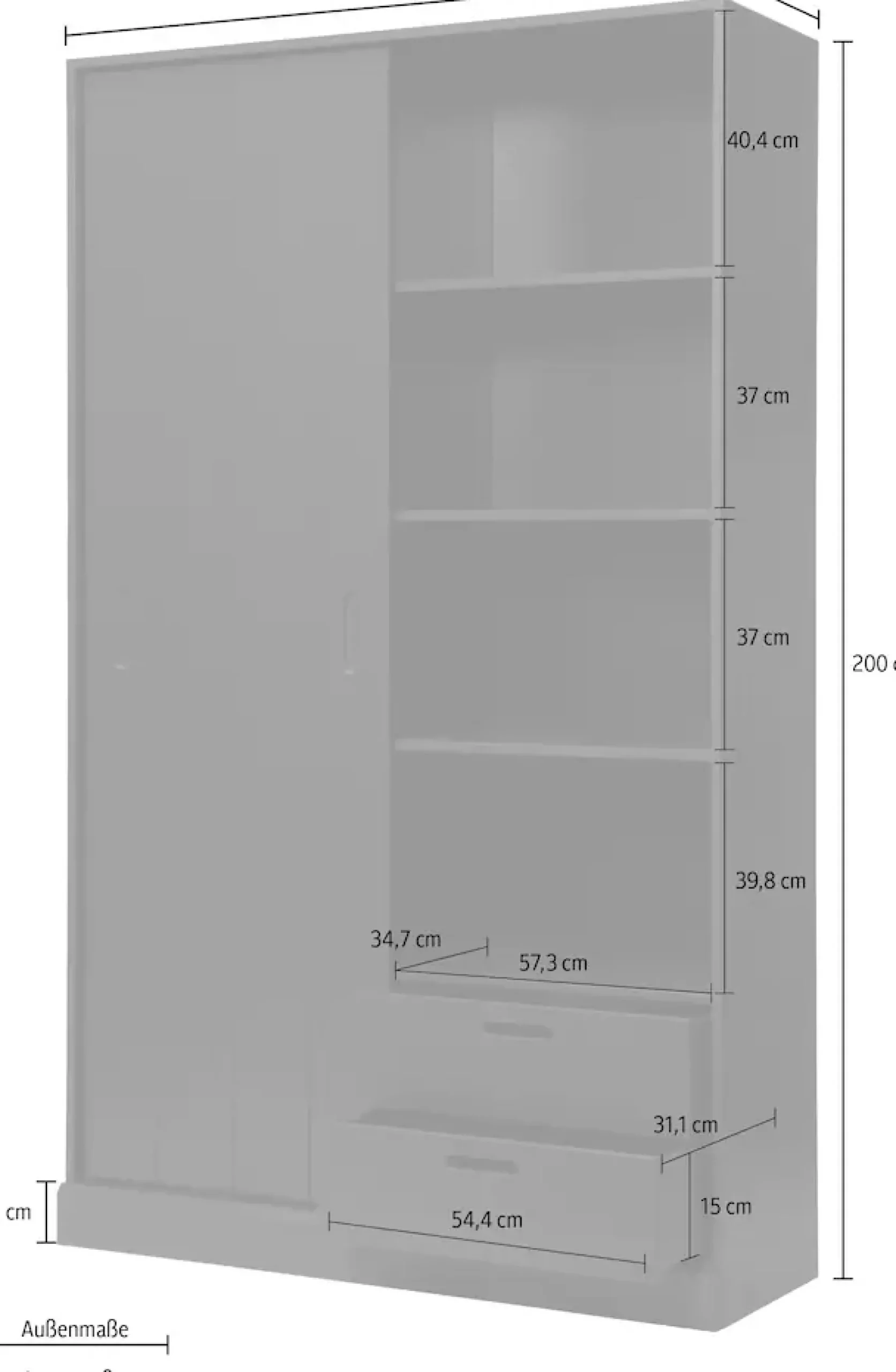 WOOOD Mehrzweckschrank »Move Massivholz Kiefernholz mit Schiebetür geschliffen 200x120x42 cm« Einfach zu montieren, Tragkraft 15 kg pro Boden, sichtbare Maserung