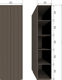 WOOOD Mehrzweckschrank »Nova FSC® Mix Kiefernholz mit grafischen Relieftüren 67x40x215 cm« Tragkraft 15 kg pro Boden, einfach zu montieren, sichtbare Maserung