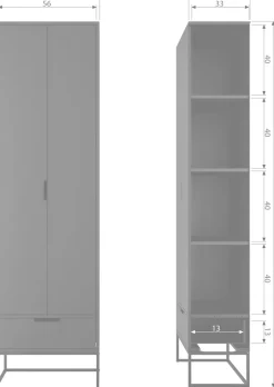WOOOD Mehrzweckschrank »Silas FSC®-Eschenholz massiv mit Metallgestell H 210 x B 60 x T 36 cm« Schutzlackierte Oberfläche, Tragkraft 15 kg pro Boden, pfleigleicht