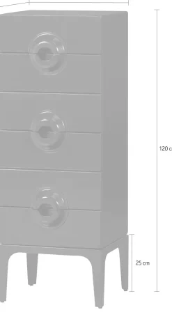 WOOOD Nachtkonsole »Merge Eukalyptusholz mit Metallbeinen, H 120 x B 44 x T 45 cm« Tragkraft 10 kg pro Auszug, einzigartiger Griff, montiert geliefert