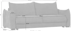 WOOOD Schlafsofa »Jonne Strukturbezug mit Schlaffunktion, H 92 x B 233 x T 105 cm« Tragkraft 220 kg, Sitzbreite 192 cm, Geringe Verschleißfestigkeit
