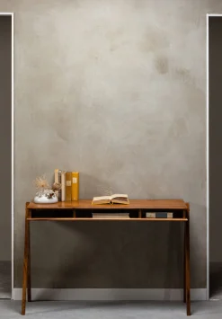 WOOOD Schreibtisch »Compartment aus Akazienholz mit drei offenen Fächern 120x50x78 cm« Tragkraft Blatt 25 kg, einfach zu montieren, sichtbare Maserung