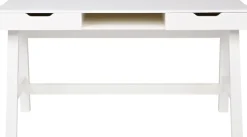 WOOOD Schreibtisch »Nikki aus Kiefernholz lackiert, zwei Schubladen 140x62x75 cm« Schubladen mit Metallführung, offenes Mittelfach, gebürstet Oberfläche