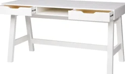WOOOD Schreibtisch »Nikki aus Kiefernholz lackiert, zwei Schubladen 140x62x75 cm« Schubladen mit Metallführung, offenes Mittelfach, gebürstet Oberfläche
