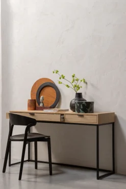 WOOOD Schreibtisch »Silas FSC®-Eschenholz massiv mit Metallgestell H 75 x B 140 x T 44 cm« Tragkraft Deckfläche 35 kg, kratz- und hitzebeständige Oberfläche