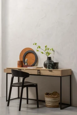 WOOOD Schreibtisch »Silas FSC®-Eschenholz massiv mit Metallgestell H 75 x B 140 x T 44 cm« Tragkraft Deckfläche 35 kg, kratz- und hitzebeständige Oberfläche