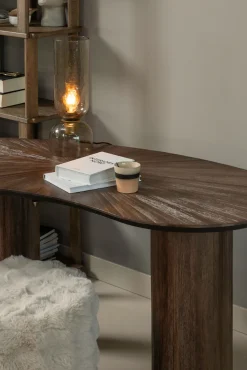 WOOOD Schreibtisch »Sun aus Teakholz mit organischer Form und Standfuß 150x62x76 cm« Einfach zu montieren, sichtbare Maserung