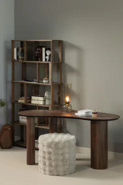WOOOD Schreibtisch »Sun aus Teakholz mit organischer Form und Standfuß 150x62x76 cm« Einfach zu montieren, sichtbare Maserung
