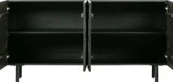 WOOOD Sideboard »Counter mit Massivmangoholz und gefrästen Türen B 160 x T 40 x H 83 cm« Tragkraft 10 kg pro Einlegeboden, Dämpfung Funktion