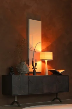 WOOOD Sideboard »Draw mit Massivmangoholz und 3D-Türmuster B 180 x T 40 x H 70 cm« 2 Kabelöffnungen, Tragkraft Deckplatte 35 kg, einfach zu montieren