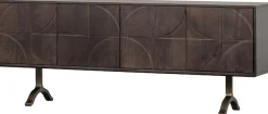WOOOD Sideboard »Draw mit Massivmangoholz und 3D-Türmuster B 180 x T 40 x H 70 cm« 2 Kabelöffnungen, Tragkraft Deckplatte 35 kg, einfach zu montieren