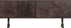 WOOOD Sideboard »Draw mit Massivmangoholz und 3D-Türmuster B 180 x T 40 x H 70 cm« 2 Kabelöffnungen, Tragkraft Deckplatte 35 kg, einfach zu montieren