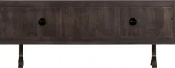 WOOOD Sideboard »Draw mit Massivmangoholz und 3D-Türmuster B 180 x T 40 x H 70 cm« 2 Kabelöffnungen, Tragkraft Deckplatte 35 kg, einfach zu montieren