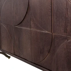 WOOOD Sideboard »Draw mit Massivmangoholz und 3D-Türmuster B 180 x T 40 x H 70 cm« 2 Kabelöffnungen, Tragkraft Deckplatte 35 kg, einfach zu montieren