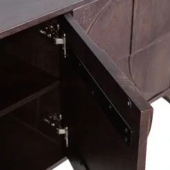 WOOOD Sideboard »Draw mit Massivmangoholz und 3D-Türmuster B 180 x T 40 x H 70 cm« 2 Kabelöffnungen, Tragkraft Deckplatte 35 kg, einfach zu montieren