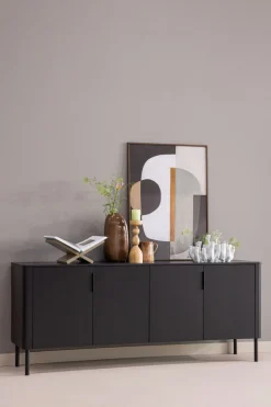 WOOOD Sideboard »Gunnar mit FSC®-Mix Massivkiefer subtile Griffmulden 201 x 44 x 85 cm« Tragkraft 20 kg pro Einlegeboden, wasserbasierter Schutzlack,