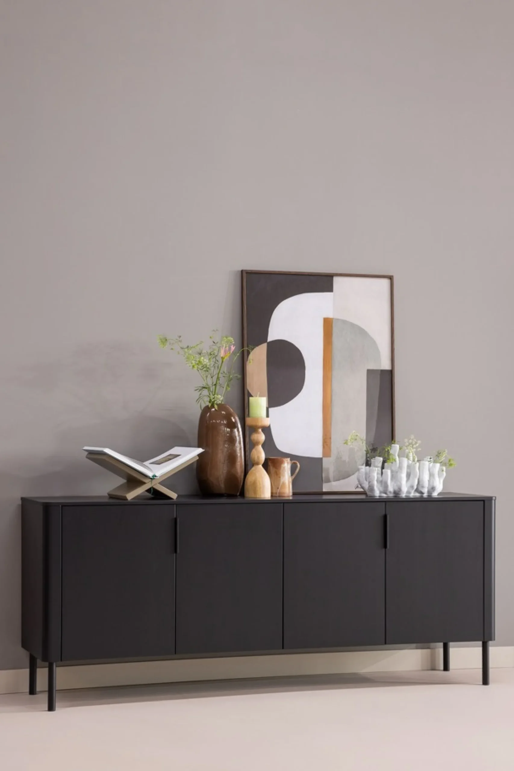 WOOOD Sideboard »Gunnar mit FSC®-Mix Massivkiefer subtile Griffmulden 201 x 44 x 85 cm« Tragkraft 20 kg pro Einlegeboden, wasserbasierter Schutzlack,