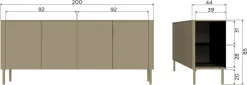 WOOOD Sideboard »Gunnar mit FSC®-Mix Massivkiefer subtile Griffmulden 201 x 44 x 85 cm« Tragkraft 20 kg pro Einlegeboden, wasserbasierter Schutzlack,