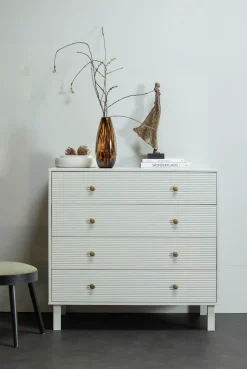 WOOOD Sideboard »Madu Kiefernholz mit Metallknöpfen H 91 x B 94 x T 52 cm« Tragkraft 10 kg pro Schublade, Schutzlackierte Kiefernholzoberfläche