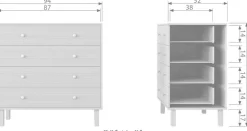 WOOOD Sideboard »Madu Kiefernholz mit Metallknöpfen H 91 x B 94 x T 52 cm« Tragkraft 10 kg pro Schublade, Schutzlackierte Kiefernholzoberfläche