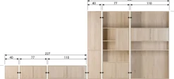 WOOOD Sideboard »Modulair mit Druckmechanismus und Eichenfurnier B 77 x T 40 x H 44 cm« Tragkraft 15 kg pro Einlegeboden, einfach zu montieren
