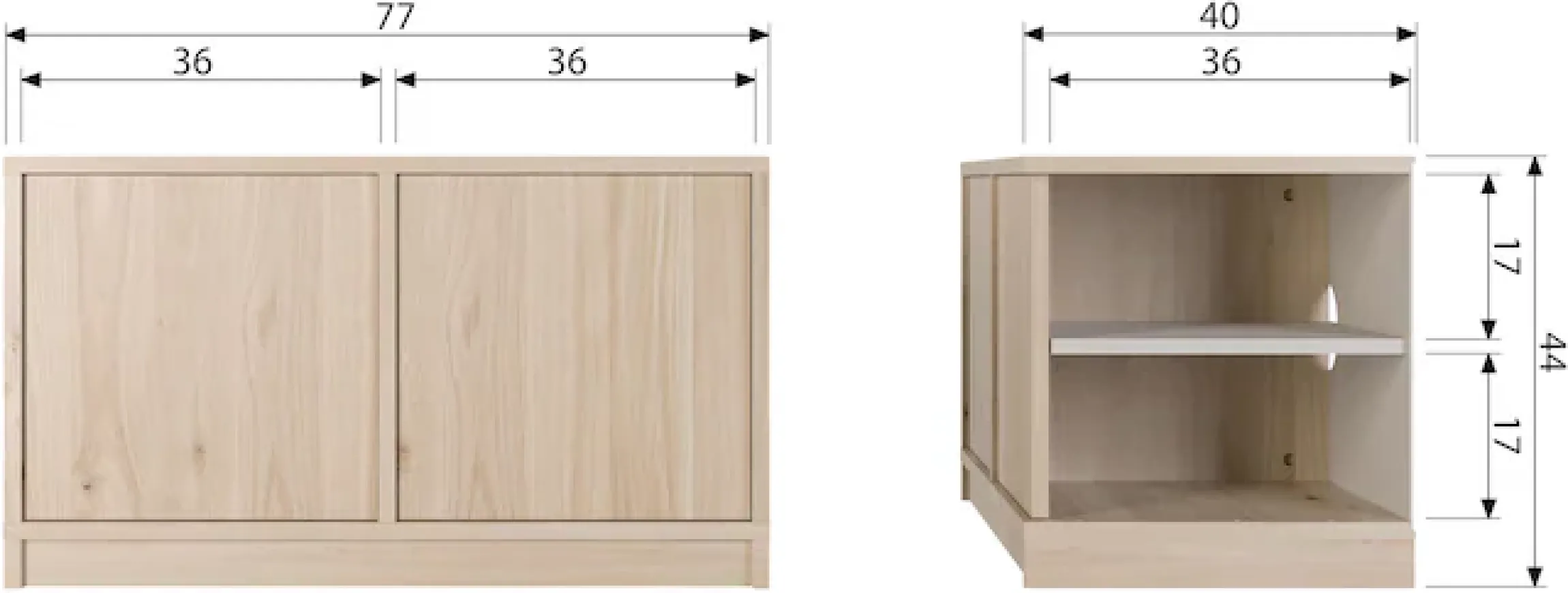 WOOOD Sideboard »Modulair mit Druckmechanismus und Eichenfurnier B 77 x T 40 x H 44 cm« Tragkraft 15 kg pro Einlegeboden, einfach zu montieren