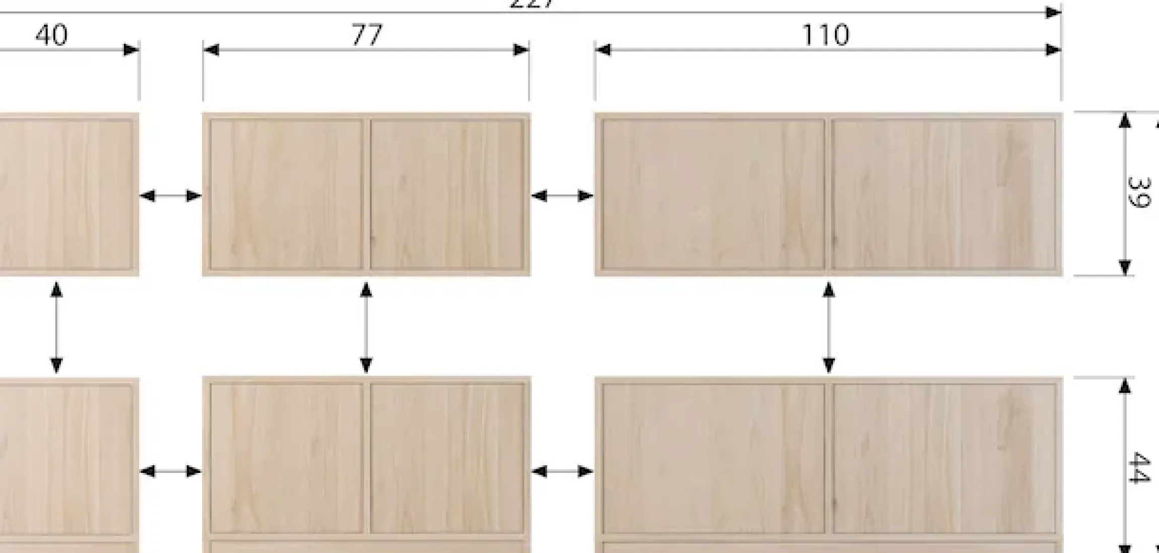 WOOOD Sideboard »Modulair mit Druckmechanismus und Eichenfurnier B 77 x T 40 x H 44 cm« Tragkraft 15 kg pro Einlegeboden, einfach zu montieren