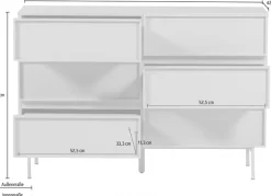 WOOOD Sideboard »Tours mit Melamin-MDF und breiter Ausführung B 120 x T 42 x H 80 cm« Tragkraft Deckplatte 50 kg, schmutzabweisende Oberfläche