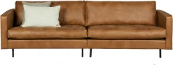 WOOOD 3-Sitzer »Rodeo Classic Recycling-Lederfaser-Verbundstoff H 83 x B 275 x T 88 cm« Metallbeine, durchgesteppte Kissen, außen gesteppte Nähte