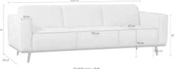 WOOOD 3-Sitzer »Statement, Sofa auf Birke-Gestell, H 77 x B 230 x T 93 cm« mit Bonellfederkern und Wellenunterfederung, Frei im Raum stellbar