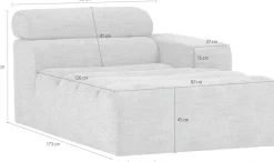 WOOOD Sofaelement »Novi Bezug mit verstellbarer Nackenstütze B 109 x T 173 x H 86 cm« Tragkraft 120 kg, Maximale Verschleißfestigkeit