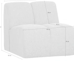 WOOOD Sofa-Mittelelement »Mojo Bouclé-Bezug mit vertikaler Steppnaht B 84 x D 97 x H 74 cm« Maximale Verschleißfestigkeit, Tragkraft 120 kg, montiert geliefert