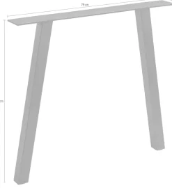 WOOOD Tischbein »Tablo A-Form Metall mit Pulverbeschichtung B 79 x T 10 x H 72 cm« Gestell 5x5 cm, Tragkraft 50 kg, einfach zu montieren