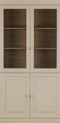 WOOOD Vitrine »Chow Kiefernholz mit Glastüren und Sierleisten H 215 x B 105 x T 40 cm« Elegante Details, Einfach zu montierbar, Pfleigleicht