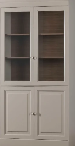 WOOOD Vitrine »Chow Kiefernholz mit Glastüren und Sierleisten H 215 x B 105 x T 40 cm« Elegante Details, Einfach zu montierbar, Pfleigleicht