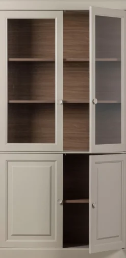WOOOD Vitrine »Chow Kiefernholz mit Glastüren und Sierleisten H 215 x B 105 x T 40 cm« Elegante Details, Einfach zu montierbar, Pfleigleicht