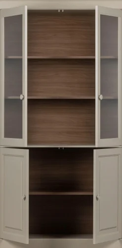 WOOOD Vitrine »Chow Kiefernholz mit Glastüren und Sierleisten H 215 x B 105 x T 40 cm« Elegante Details, Einfach zu montierbar, Pfleigleicht
