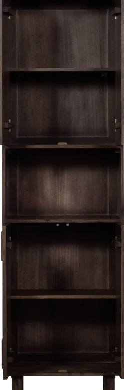 WOOOD Vitrine »Draw Mangoholz mit Druckmechanismus und 3D-Relieftüren 60x40x200 cm« Tragkraft 15 kg pro Boden, Wandbefestigung empfohlen ab 50 cm