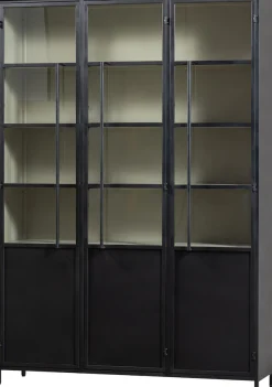 WOOOD Vitrine »Exhibit Metall pulverbeschichtet mit Glastüren H 200 x B 140 x D 42 cm« Tragkraft 20 kg pro Boden, einfach zu montierbar, pfleigleicht