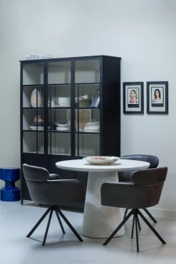 WOOOD Vitrine »Exhibit Metall pulverbeschichtet mit Glastüren H 200 x B 140 x D 42 cm« Tragkraft 20 kg pro Boden, einfach zu montierbar, pfleigleicht