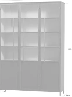 WOOOD Vitrine »Exhibit Metall pulverbeschichtet mit Glastüren H 200 x B 140 x D 42 cm« Tragkraft 20 kg pro Boden, einfach zu montierbar, pfleigleicht