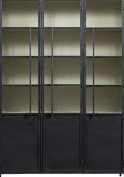 WOOOD Vitrine »Exhibit Metall pulverbeschichtet mit Glastüren H 200 x B 140 x D 42 cm« Tragkraft 20 kg pro Boden, einfach zu montierbar, pfleigleicht