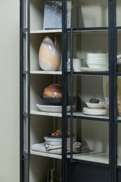 WOOOD Vitrine »Exhibit Metall pulverbeschichtet mit Glastüren H 200 x B 140 x D 42 cm« Tragkraft 20 kg pro Boden, einfach zu montierbar, pfleigleicht