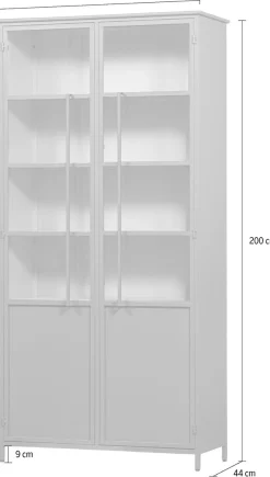 WOOOD Vitrine »EXHIBITSCHRANK METALL B/T/H: 99/44/200 cm« Die Vitrine Exhibit aus mattem Metall bietet 5 robuste Einlegeböden.