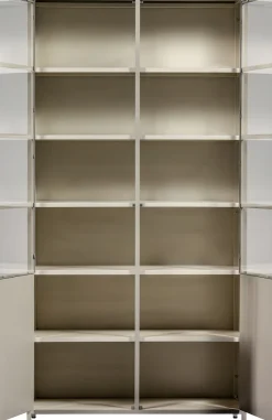 WOOOD Vitrine »EXHIBITSCHRANK METALL B/T/H: 99/44/200 cm« Die Vitrine Exhibit aus mattem Metall bietet 5 robuste Einlegeböden.