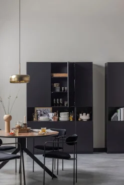 WOOOD Vitrine »Finca FSC®-Kiefernholz mit Druckmechanismus, H 210 x B 40 x T 40 cm« Tragkraft 10 kg pro Boden, schwebende Optik, sichtbare maserung