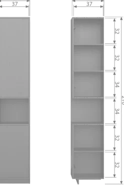 WOOOD Vitrine »Finca FSC®-Kiefernholz mit Druckmechanismus, H 210 x B 40 x T 40 cm« Tragkraft 10 kg pro Boden, schwebende Optik, sichtbare maserung