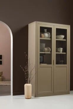 WOOOD Vitrine »Gunnar FSC®-Kiefernholz mit Glasstüren H 217 x B 120 x T 48 cm« Tragkraft 150 kg gesamt, wasserbasierter Schutzlack, Pfleigleicht